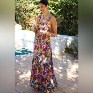 Anthropologie (NWT) Floral multi coloured printed maxi cover up dress